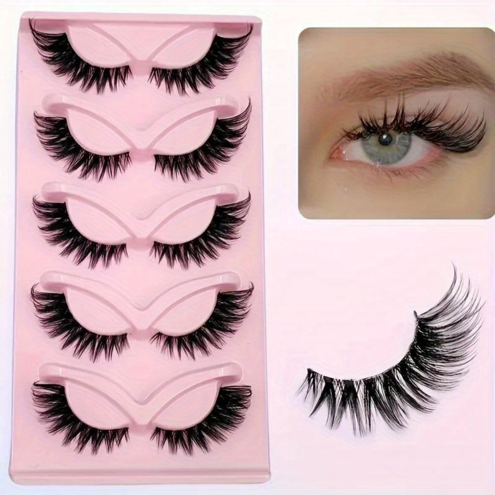15 Pairs Cat Eye Strip Lashes – Natural Long Manga Wispy False Eyelashes with Winged Tips, 3 Boxes Elongated Dramatic Eye Loo