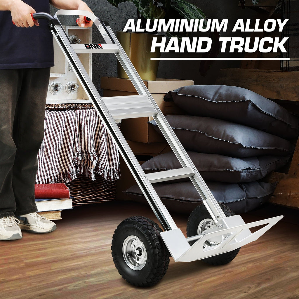 Upright Aluminum Hand Truck with Folding Toe Plate, 10-Inch Pneumatic Tires and 550 lb Load Label — image 6