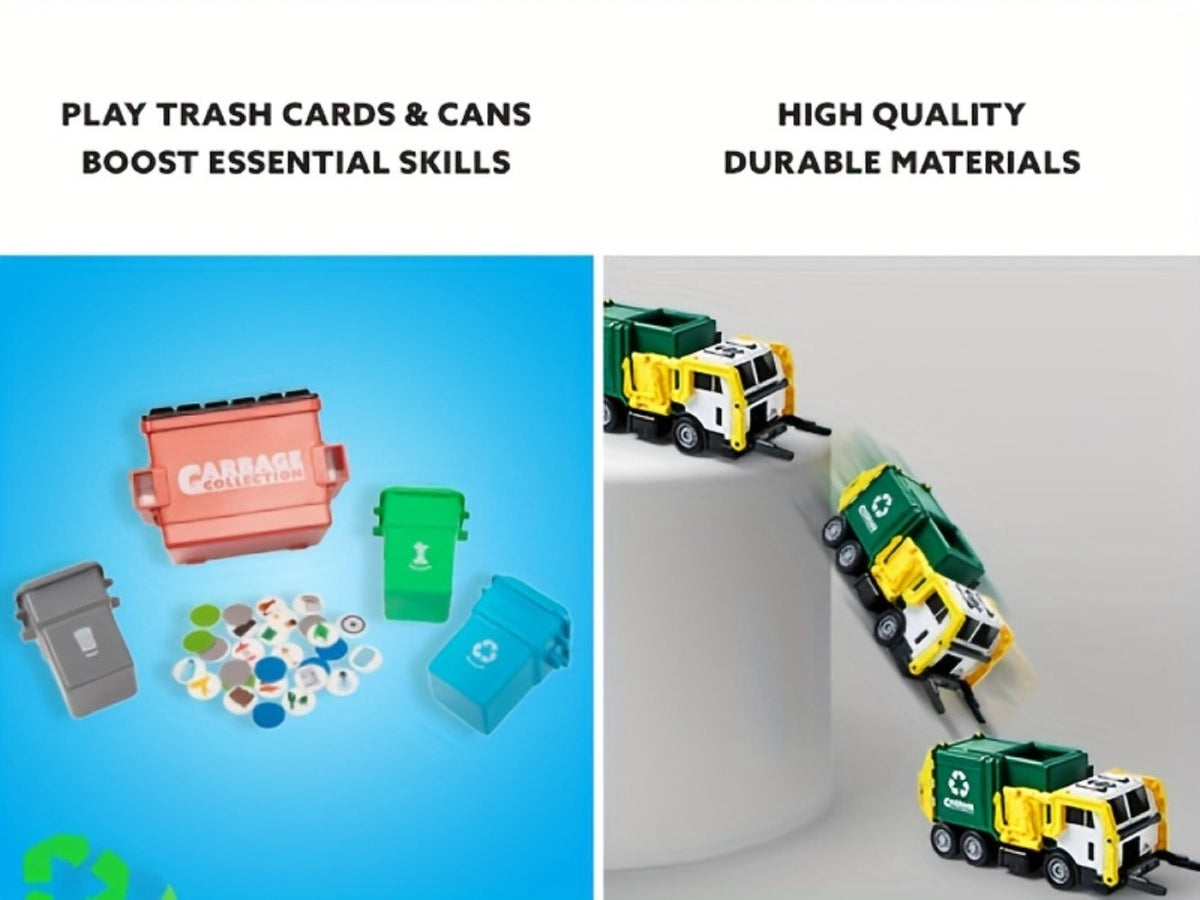 Garbage Truck Toy Set 16-Inch Large Friction-Powered with Lights & Sounds, Color-Coded Trash Bins — image 16