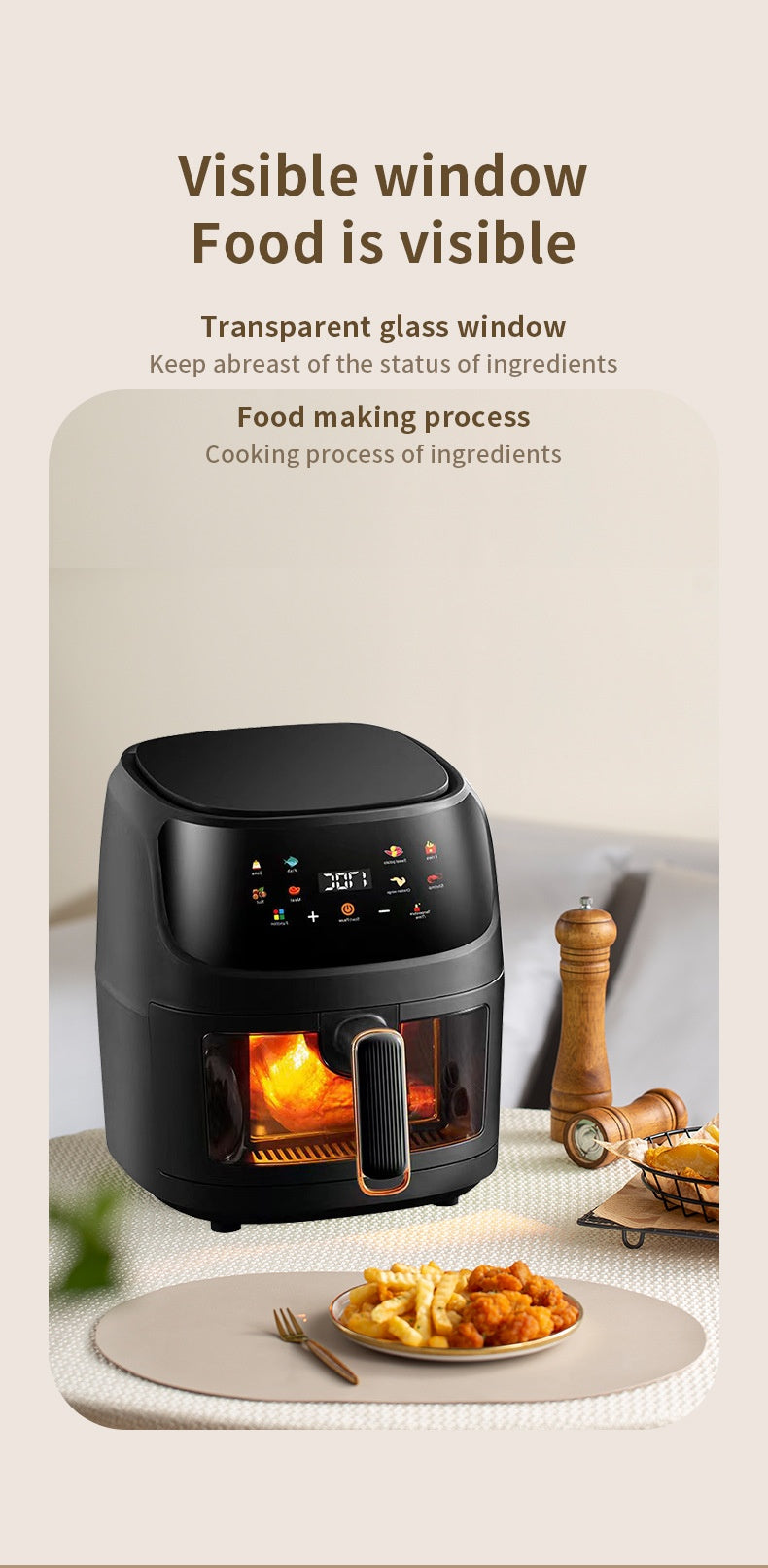 Home Visual Touch Screen Large Capacity Air Fryer