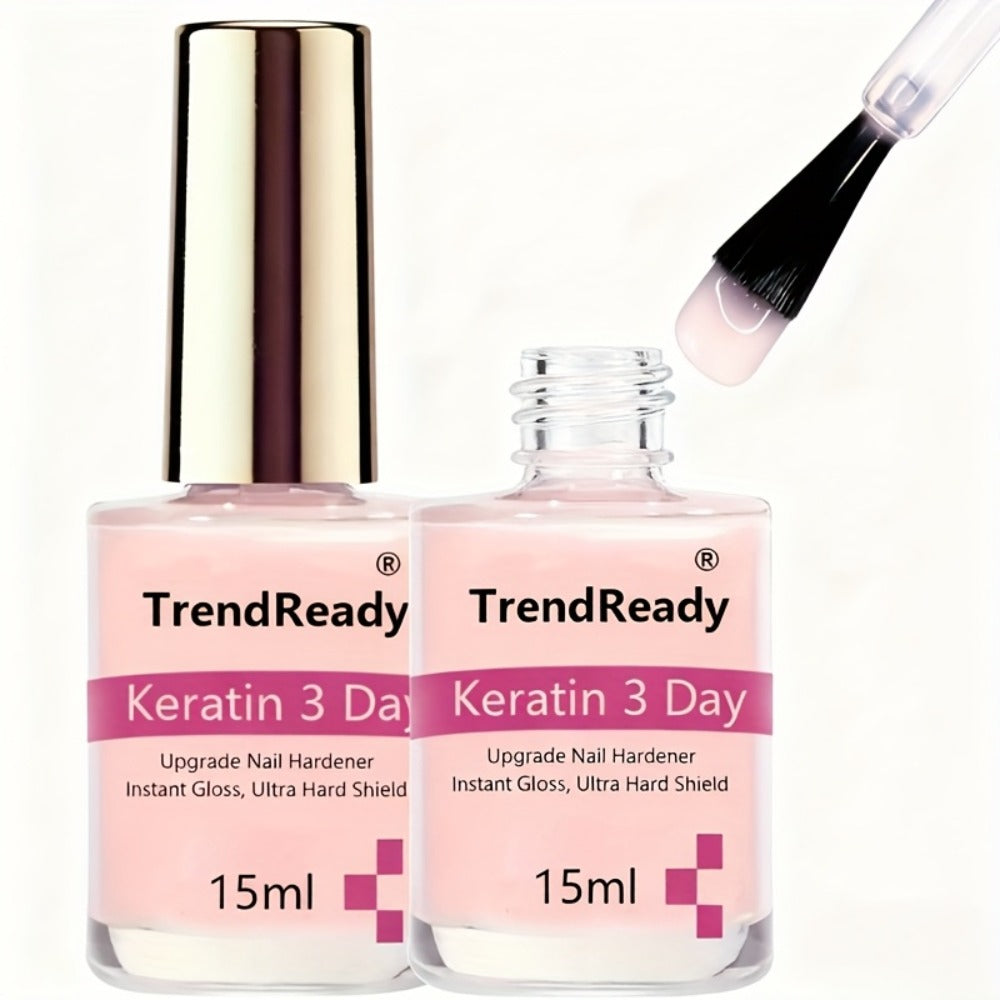 Pink-Label Nail Care Coating Two-Pack in 15 ml Square Bottles with Gold Caps and Brush Applicators — image 1