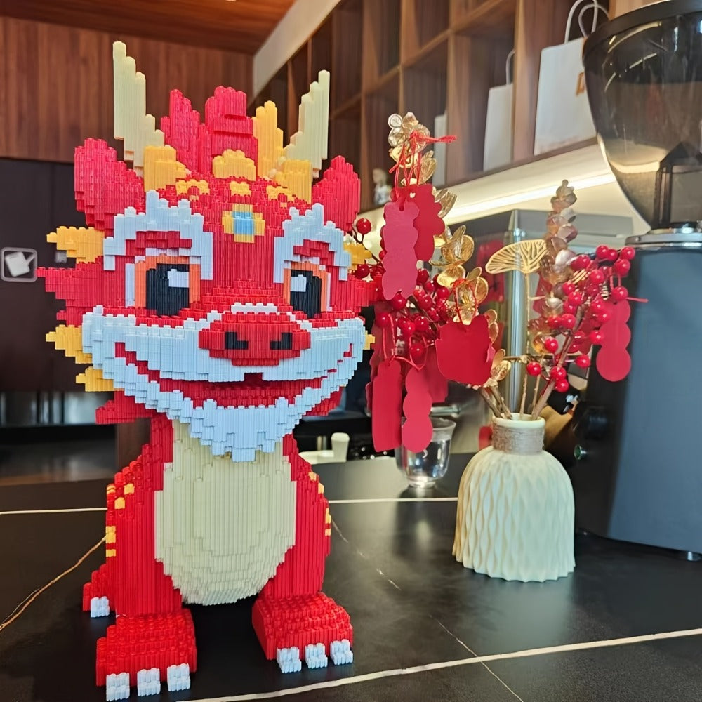 3D Chinese Dragon Model Assembly Set 4500pcs – DIY Build Mixed Color PP Festive Holiday Display Decoration Halloween Thanksgi