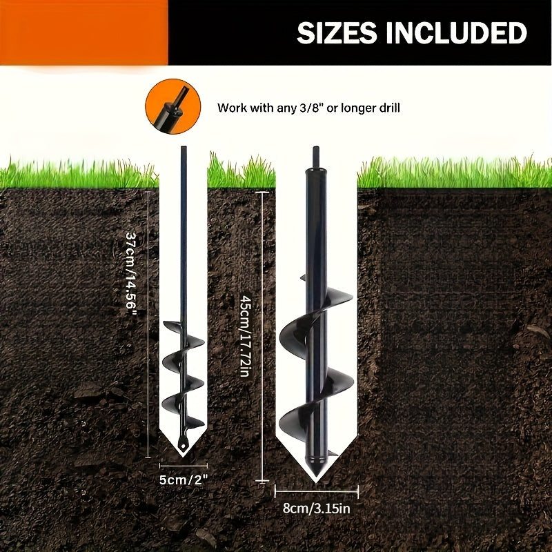 Four-Piece Garden Auger Bit Set with Straight Drill Shanks and Graduated Black Spiral Widths — image 3