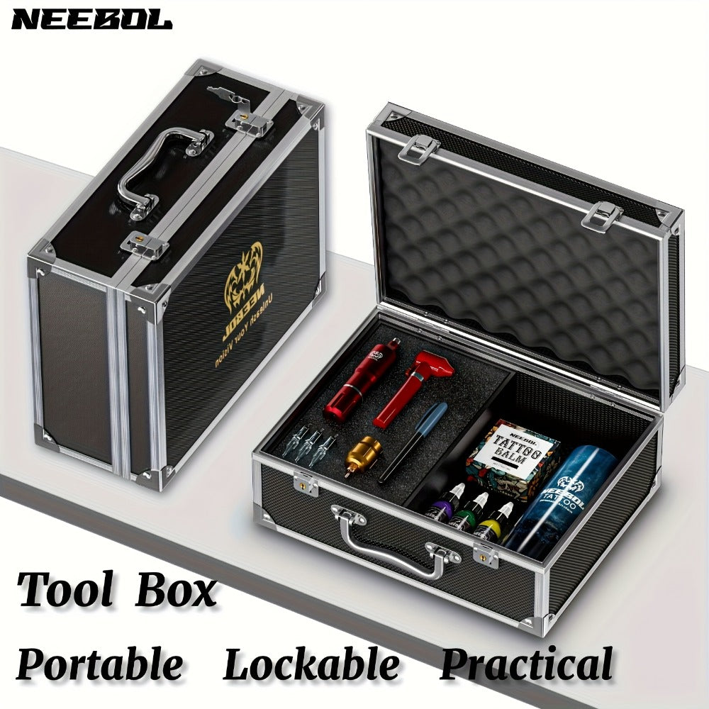 Large Aluminum Tattoo Case Organizer Storage Box Carrying Case for Tattoo Tools Nail Art Makeup Cosmetics Portable Travel Tra
