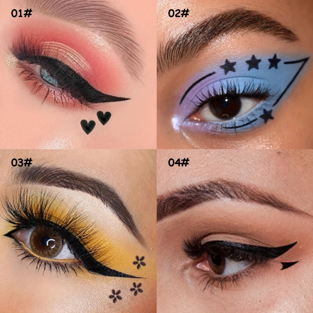 Winged Eyeliner Stamp Pen Set Double-Ended 8 Wing Styles Waterproof Quick-Dry Liquid Liner, for Makeup, Travel and Everyday V