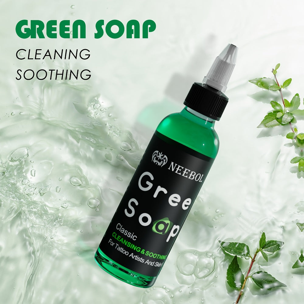 Tattoo Green Soap Concentrated Cleaning Solution 8.5oz with Squeeze Bottle Skin Prep Before During & After Tattooing Moisturi