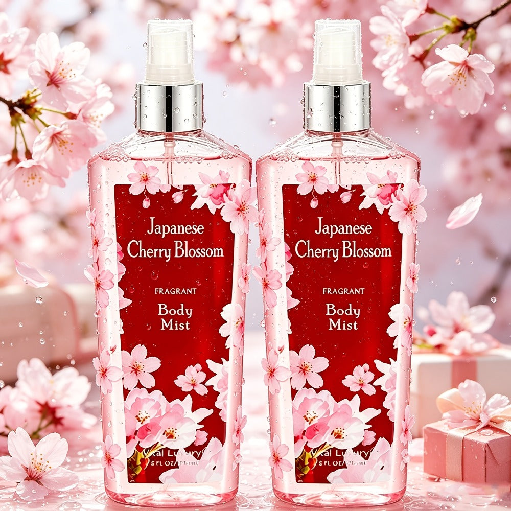 Cherry Blossom Gift Set for Women Body Lotion and Body Mist Japanese Sakura Fragrance Moisturizing Softening Skin Care Set — 