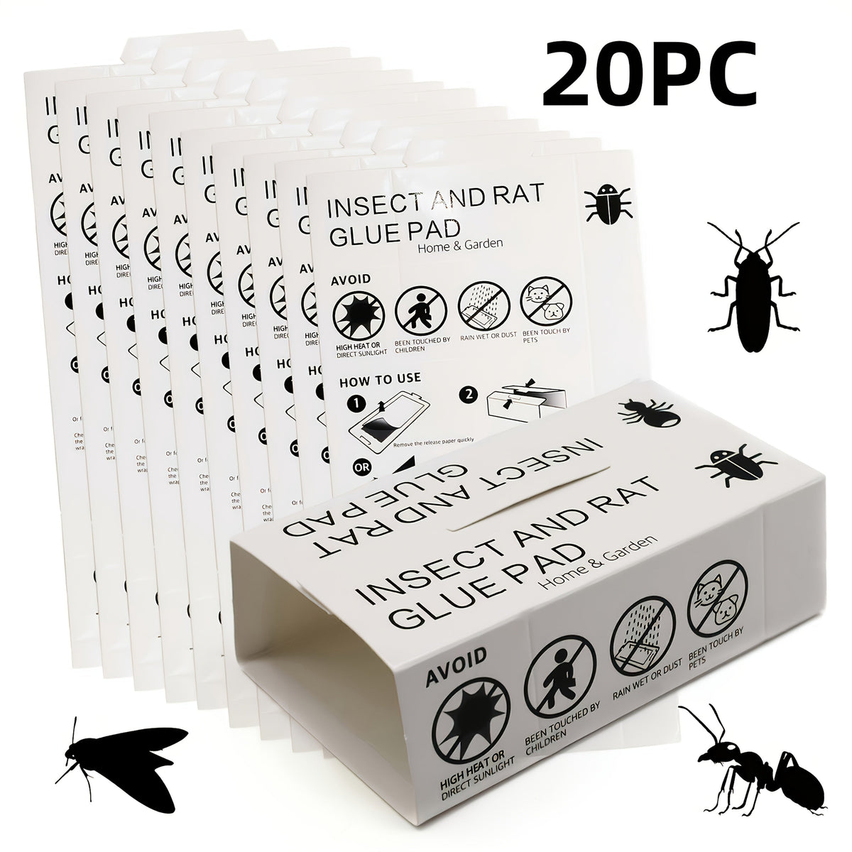 20-Piece Foldable Adhesive Insect Trap Cards for Flat, Box or Channel Placement Around Indoor Areas — image 1