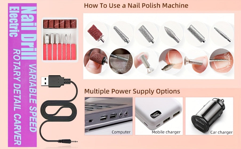 Acrylic Nail Kit with 36W UV LED Lamp, Electric Drill, Three Powders, Glitter Colors, Tips and Manicure Tools — image 15