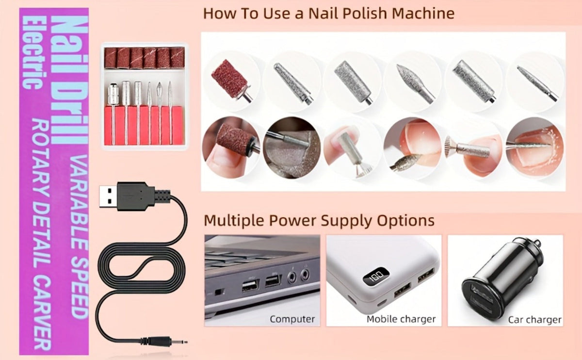 Acrylic Nail Kit with 36W UV LED Lamp, Electric Drill, Three Powders, Glitter Colors, Tips and Manicure Tools — image 15
