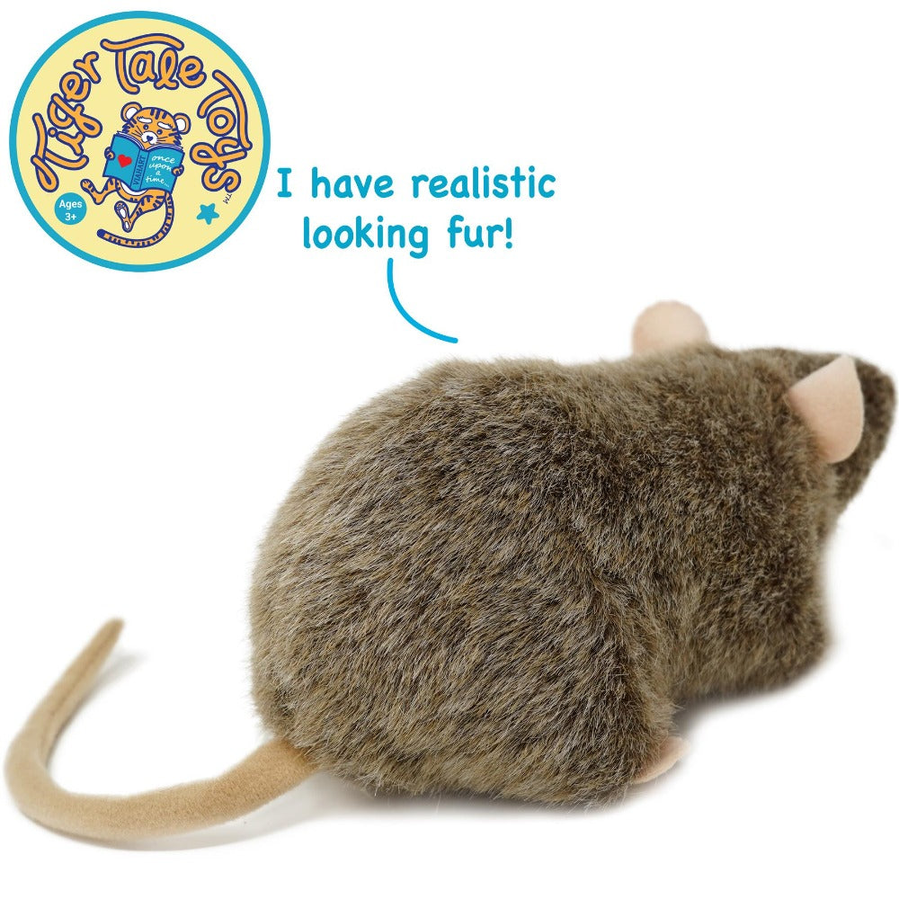 Plush Toy Reuben Realistic Brown Rat 7-Inch Stuffed Animal with Story Card for Character Display, Room Decor and Gift Present