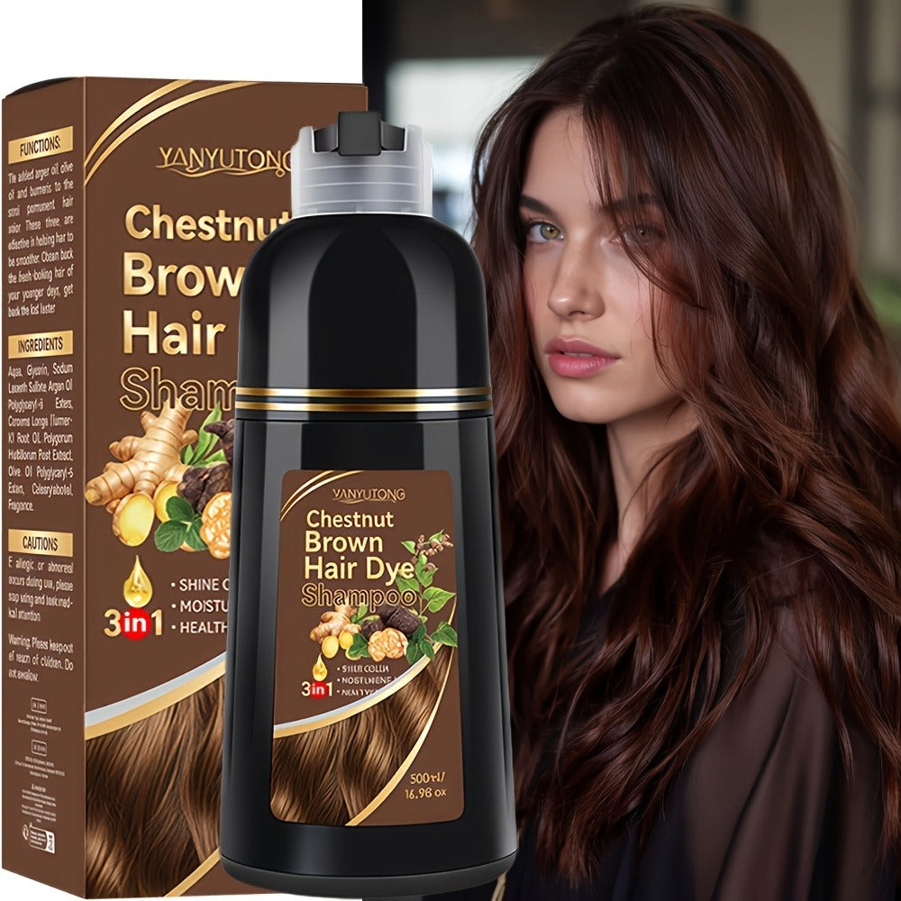Ammonia-Free Herbal Hair Color Shampoo 3-in-1 Colors in 15 Minutes Lasts 30 Days – Semi Permanent Gray Coverage Moisturizing 