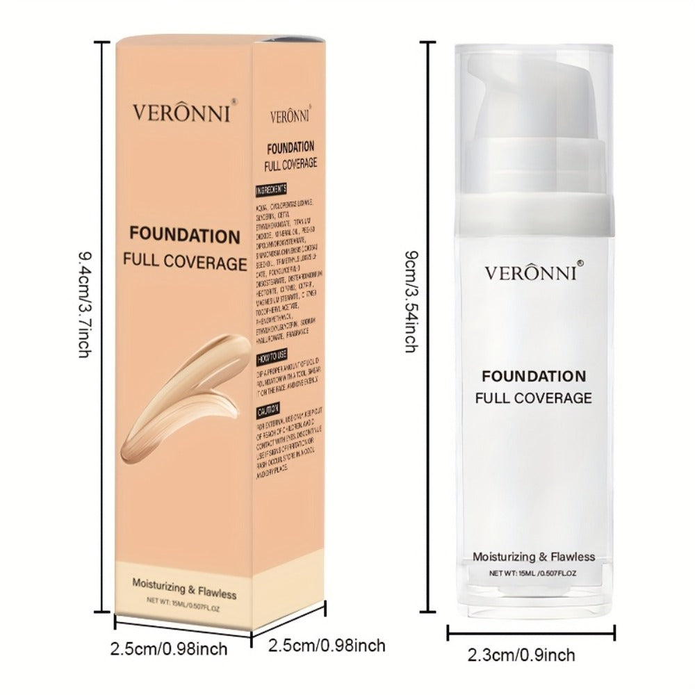VERONNI White Matte Liquid Foundation Two-Bottle Set with Pump Dispensers and Full-Coverage Label — image 4