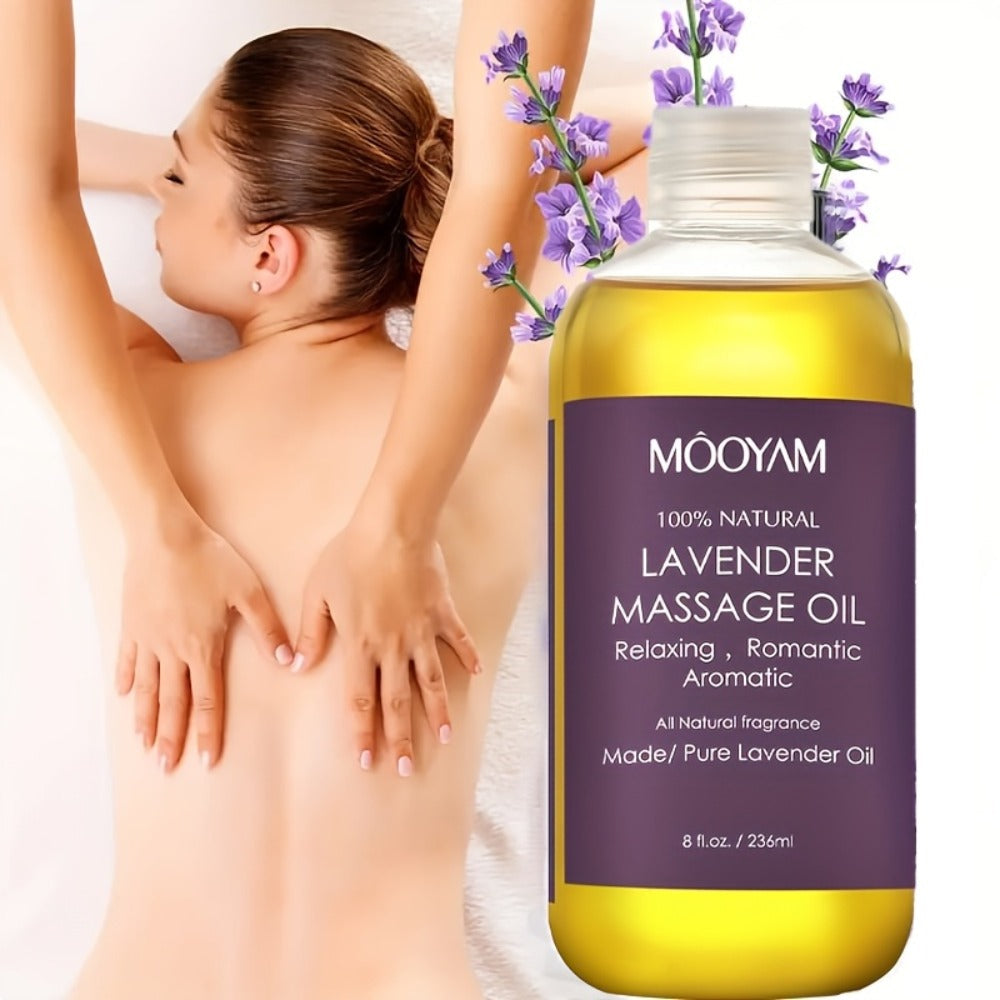 Lavender-Labeled Massage Oil in One or Three 236 ml Bottles with Pour Caps for Body-Care Routines — image 8