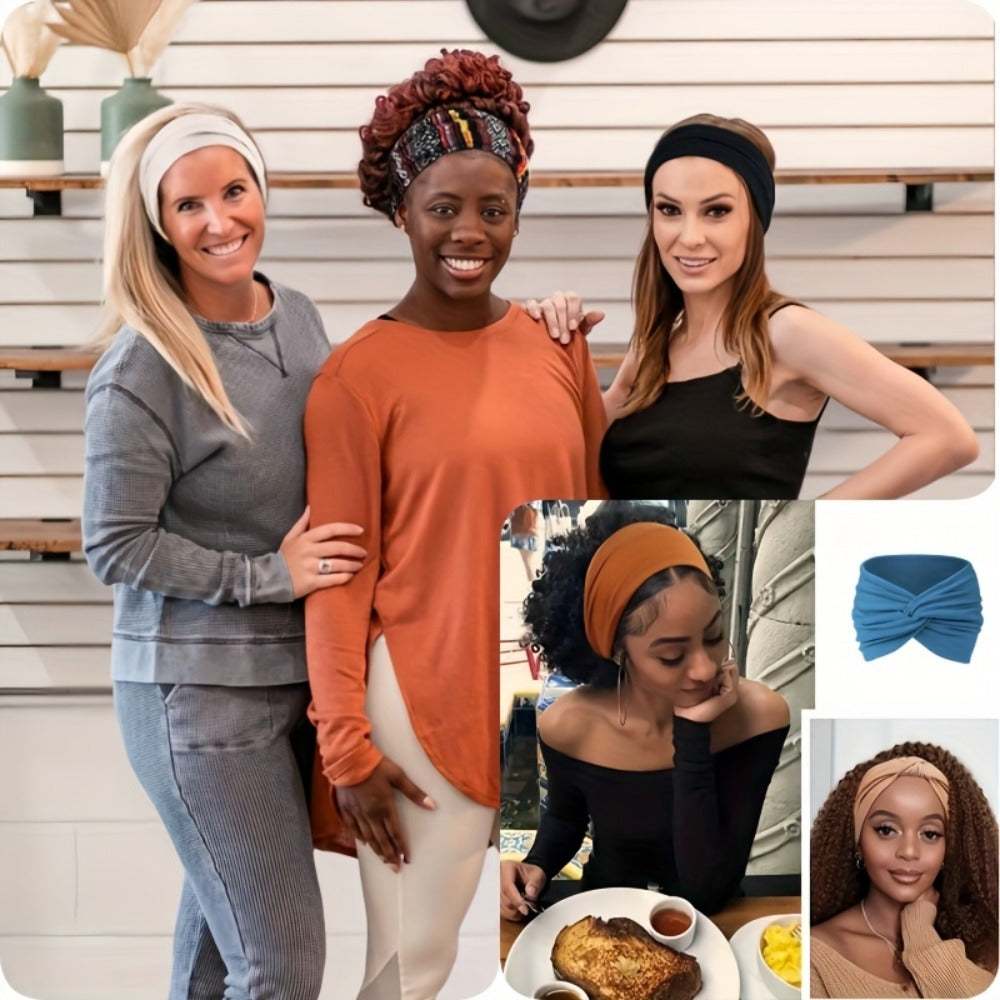Stretchy Headbands 20 Pack for Women & Men – Soft Sweat-Wicking Non-Slip Elastic Turban Knot Hair Wraps Breathable Solid Colo