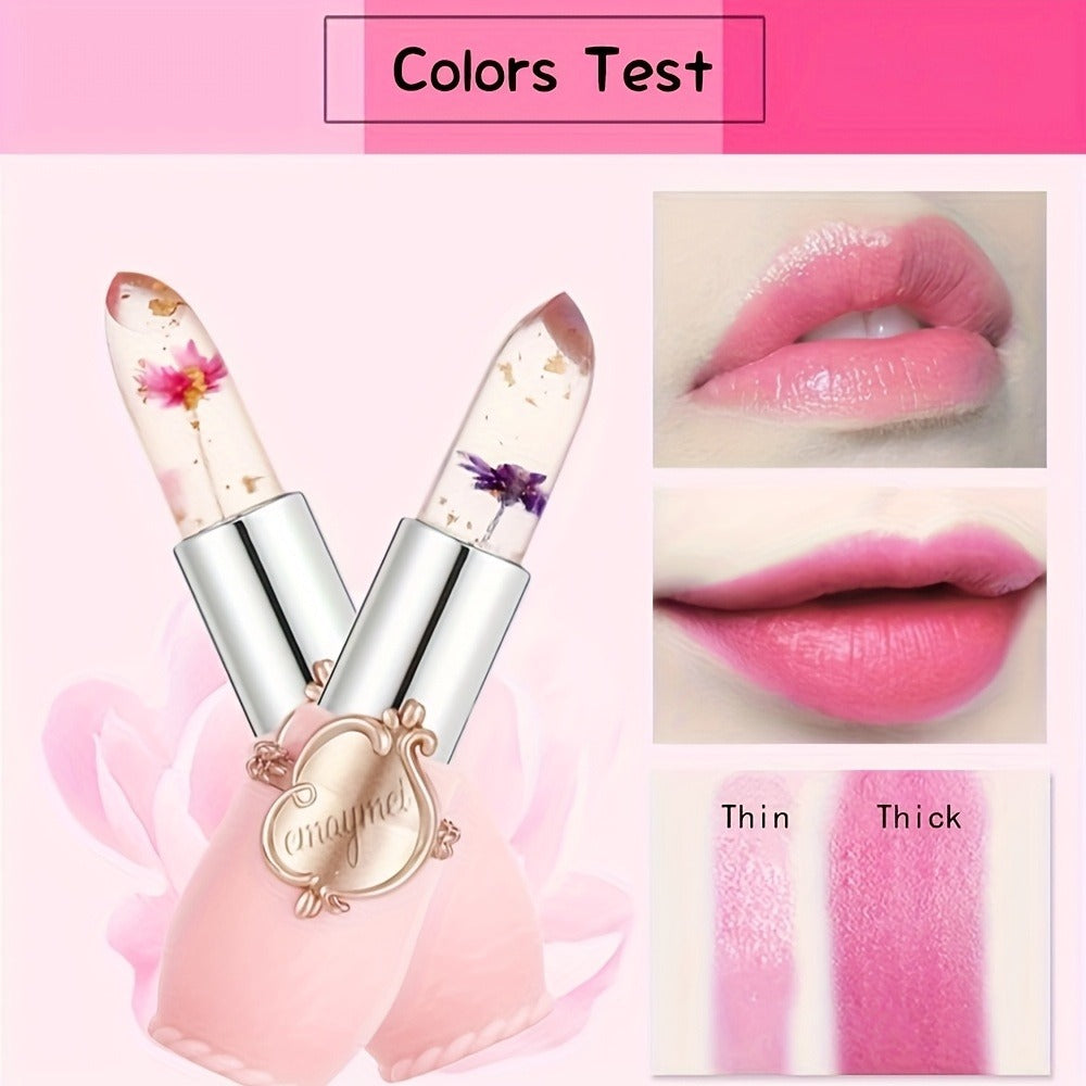 Lip Balm emaymei 6-Piece Flower Jelly Stick Set with Clear Gloss Texture and Pink Gift Box — image 10