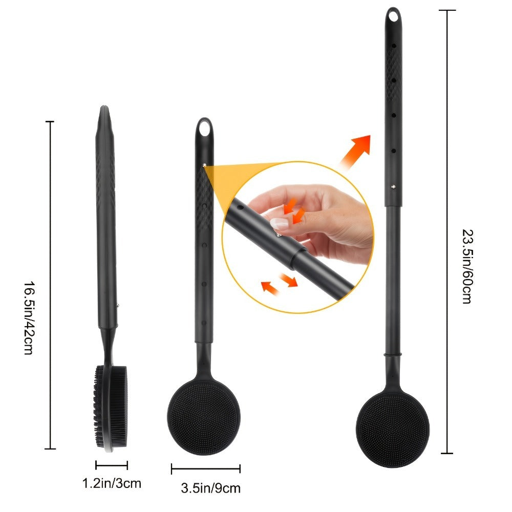 Long Handle Bath Brush Extendable 40-60cm Back Scrubber Dual-Sided Exfoliating Body Brush, for Bath Time, Home Spa and Person