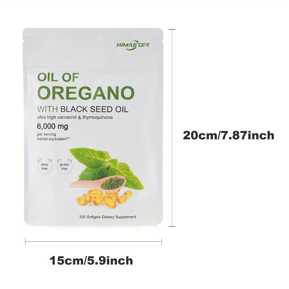 Herbal Supplements with HIMASTER Label, Oregano Oil 6000mg and Black Seed Oil 200mg, 300 Softgels — image 4