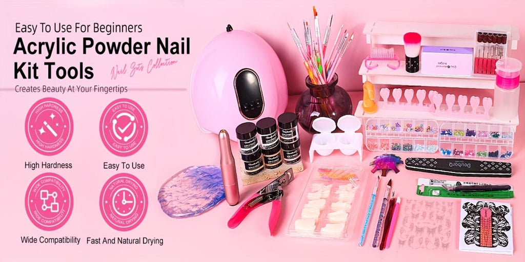 Complete Acrylic Nail Kit with Drill & UV LED Light, Colored Acrylic Powders & All Tools Included — image 11