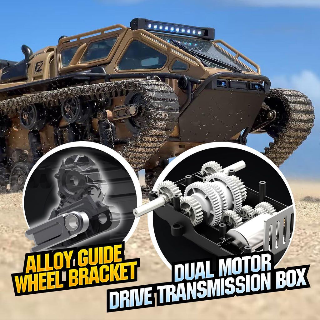Full-Proportional RC Tracked Tank with LED Lights, Alloy Door Open Military War Vehicle Off-Road Remote Control Tank for Kids