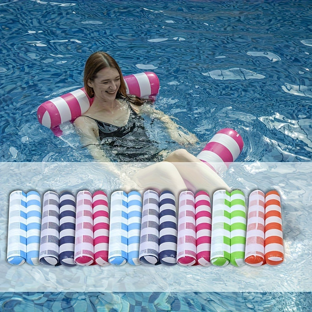 Striped Inflatable Pool Float Hammock Set with Mesh Center and Three-, Eight- or Five-Color Pack Options — image 3
