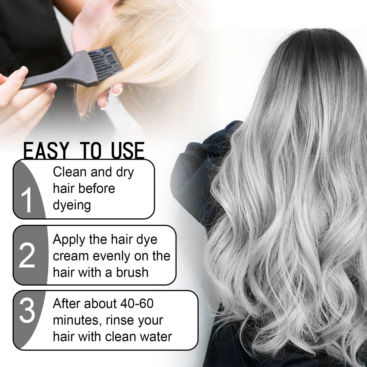 Gray Hair Balm Natural Hair Color Long Lasting, No Damage To Hair Easy To Color Easy To Clean Damp Hair Conditioner