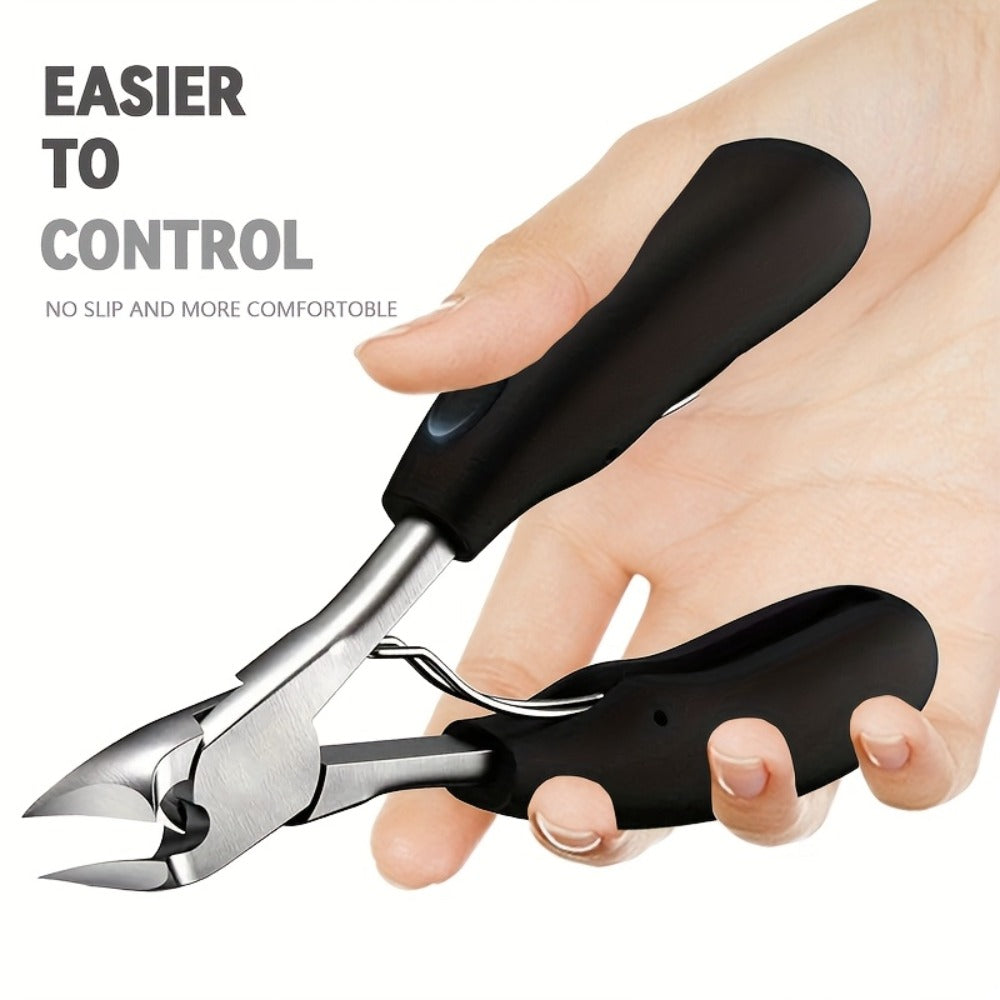 Angled Nail Clipper Set, Four Black-Handle Clipper Tools with Curved Jaws, File and Round Accessory — image 10