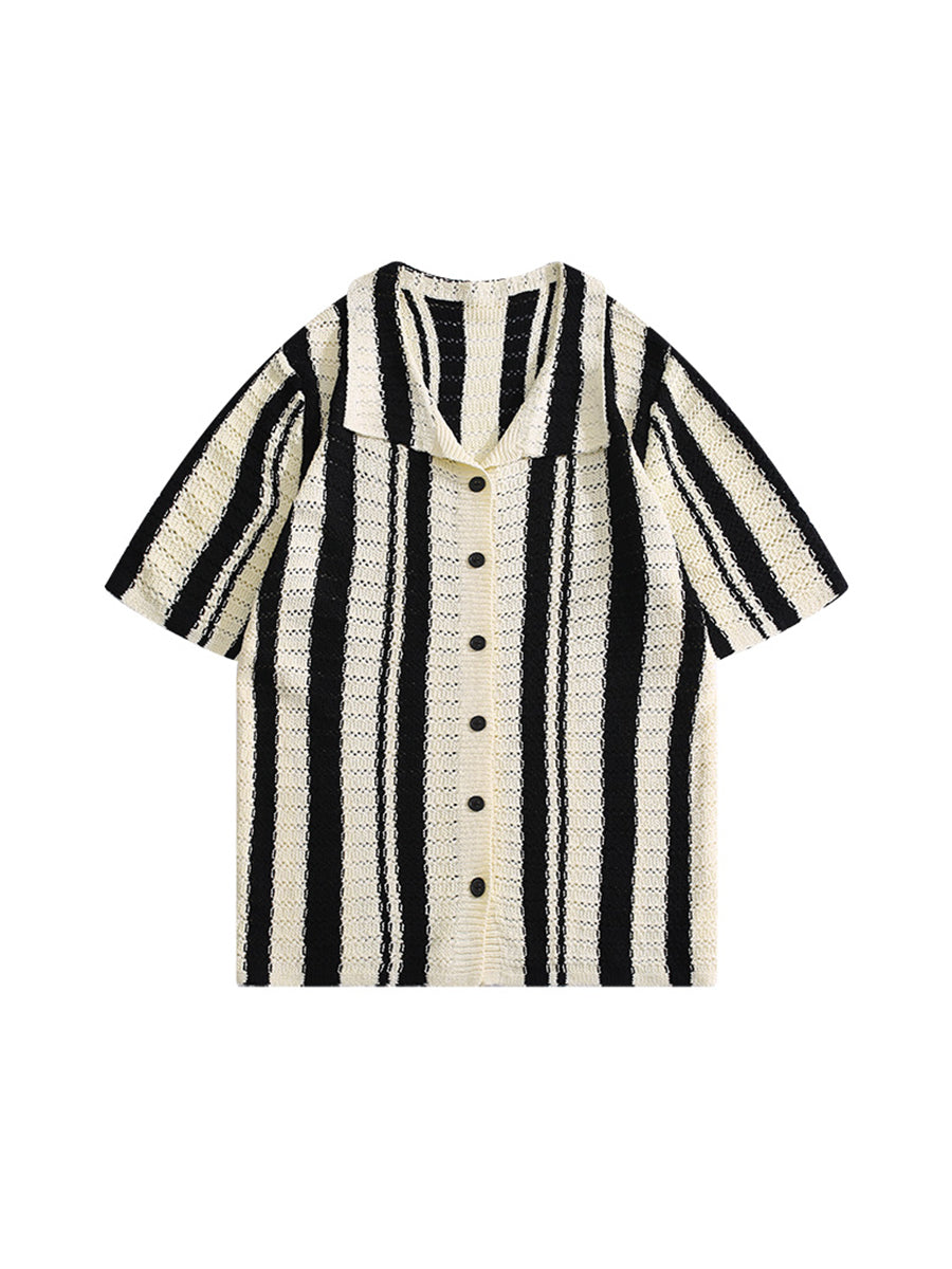 Empty Polo Collar Stripes Shirt
