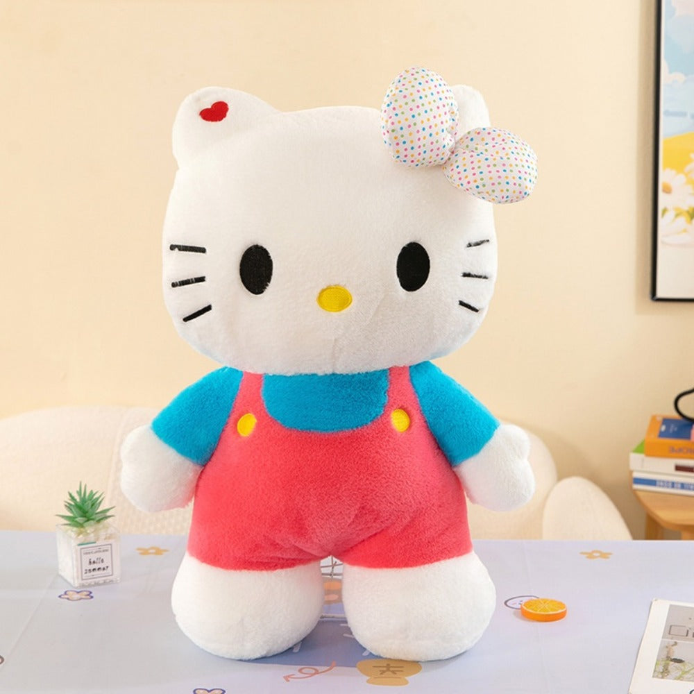 Plush Toy Hello Kitty 16-Inch Character Doll in Red-Blue or Pink-Blue Outfits for Display for Character Display, Room Decor a