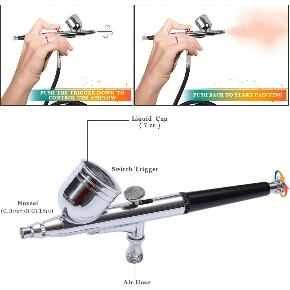 Mini Air Compressor and Airbrush Kit with White or Red 19B Model Options and 120 x 90 x 70 mm Pictured Base — image 9