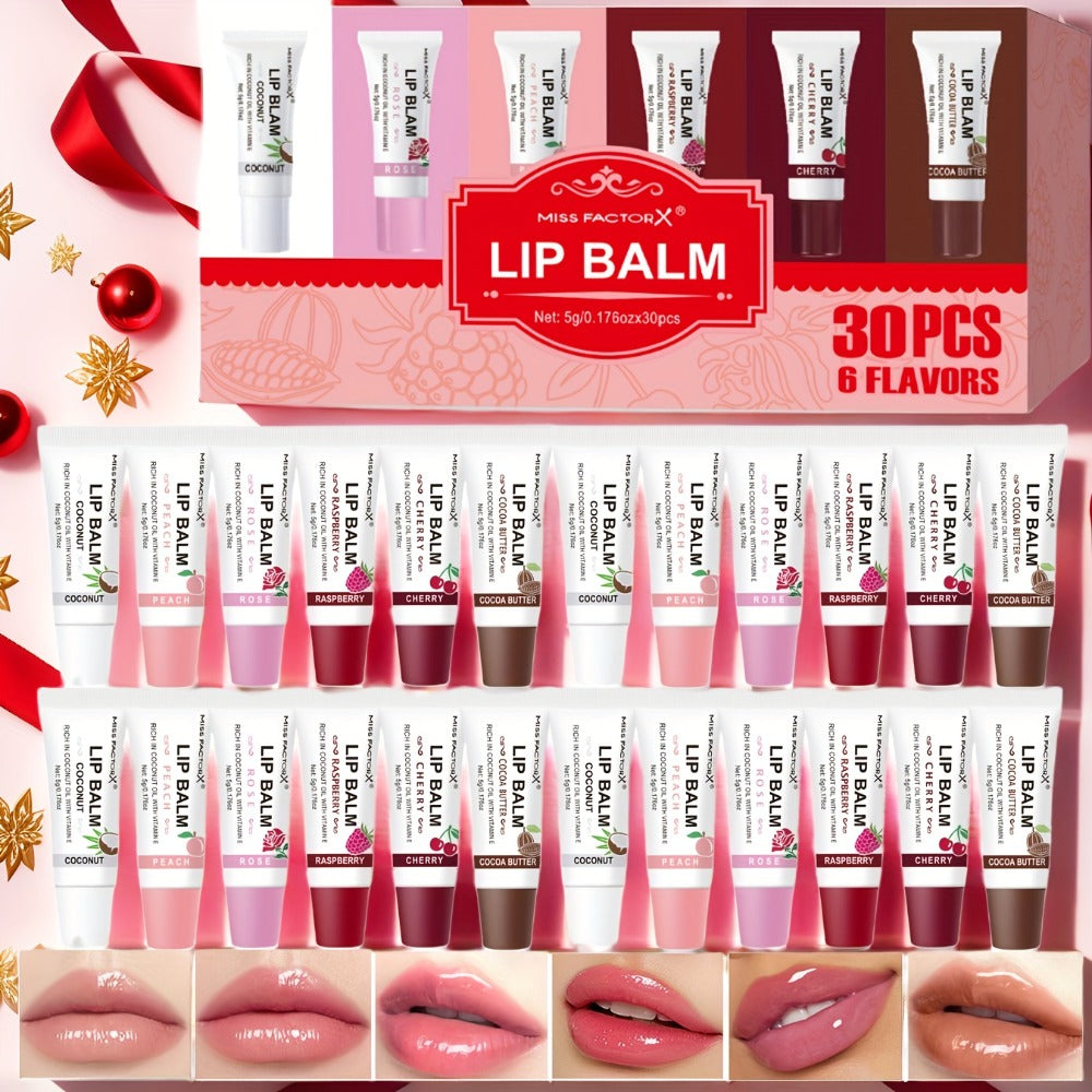 30-Piece Lip Gloss Gift Box Set, 6 Glossy Shades Waterproof Anti-Transfer Liquid Lipstick, High-Shine Lip Color for Women — i