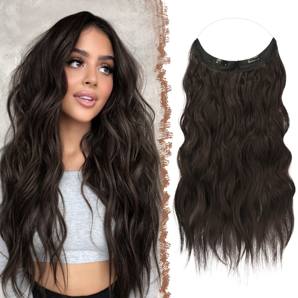 Hair Extensions Wavy 18-Inch Synthetic Halo Weft with Clear Wire, Two Clips and Ten Color Options — image 17