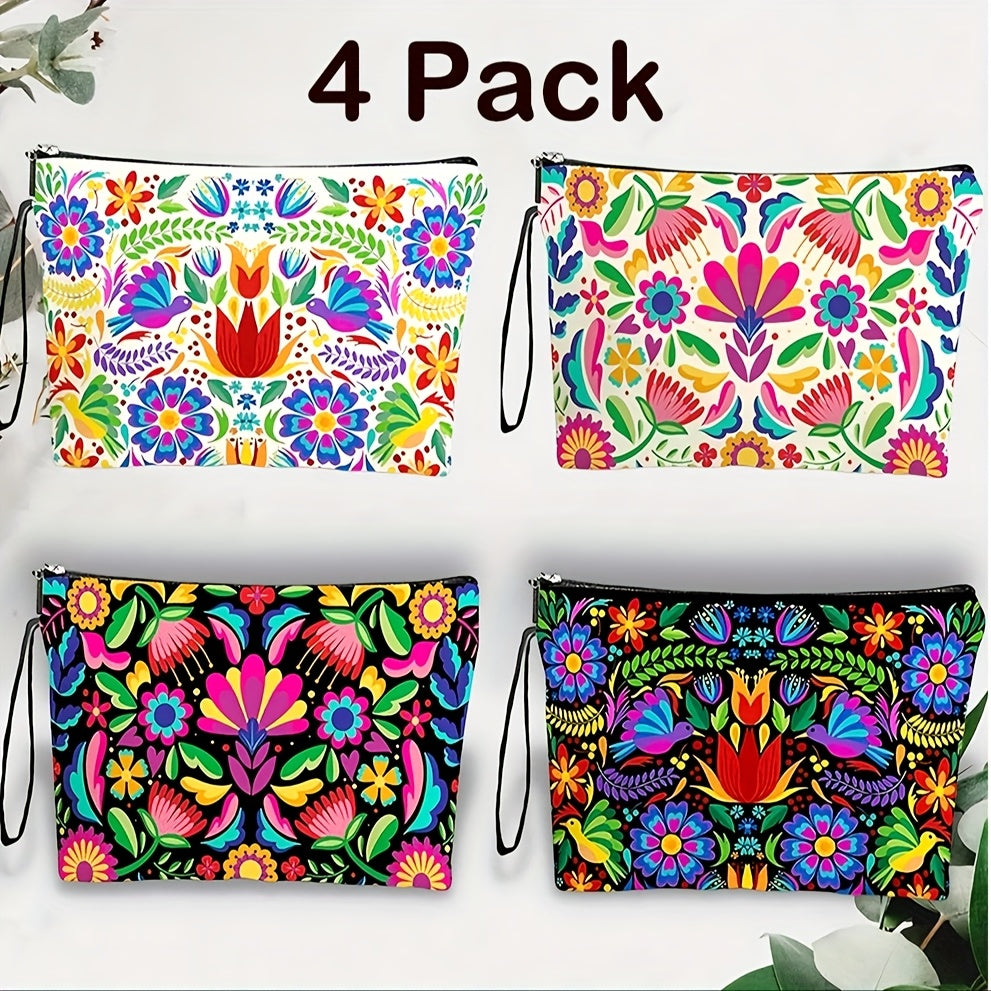Makeup Bag Four-Piece Zipper Pouch Set in Floral or Animal Prints for Travel, Vanity and Everyday Beauty Storage — image 11