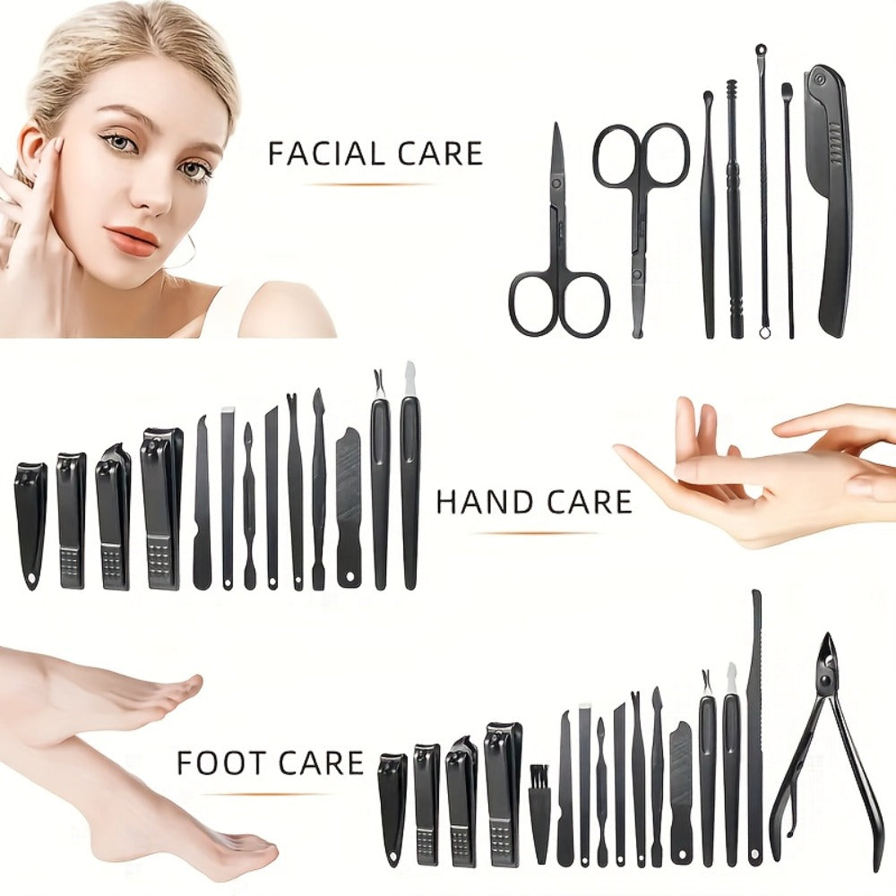 Manicure Pedicure Kit 16 Piece Stainless Steel – Luxury Nail Clipper Set with Portable Case Professional Nail Scissors Beauty