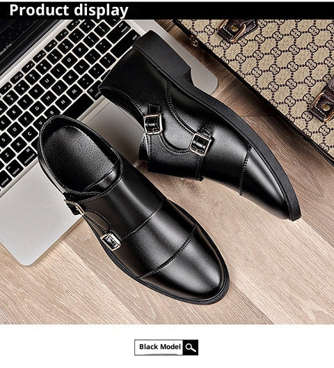 Large Size Soft Bottom Men's All-match Metal Slip-on Leather Shoes