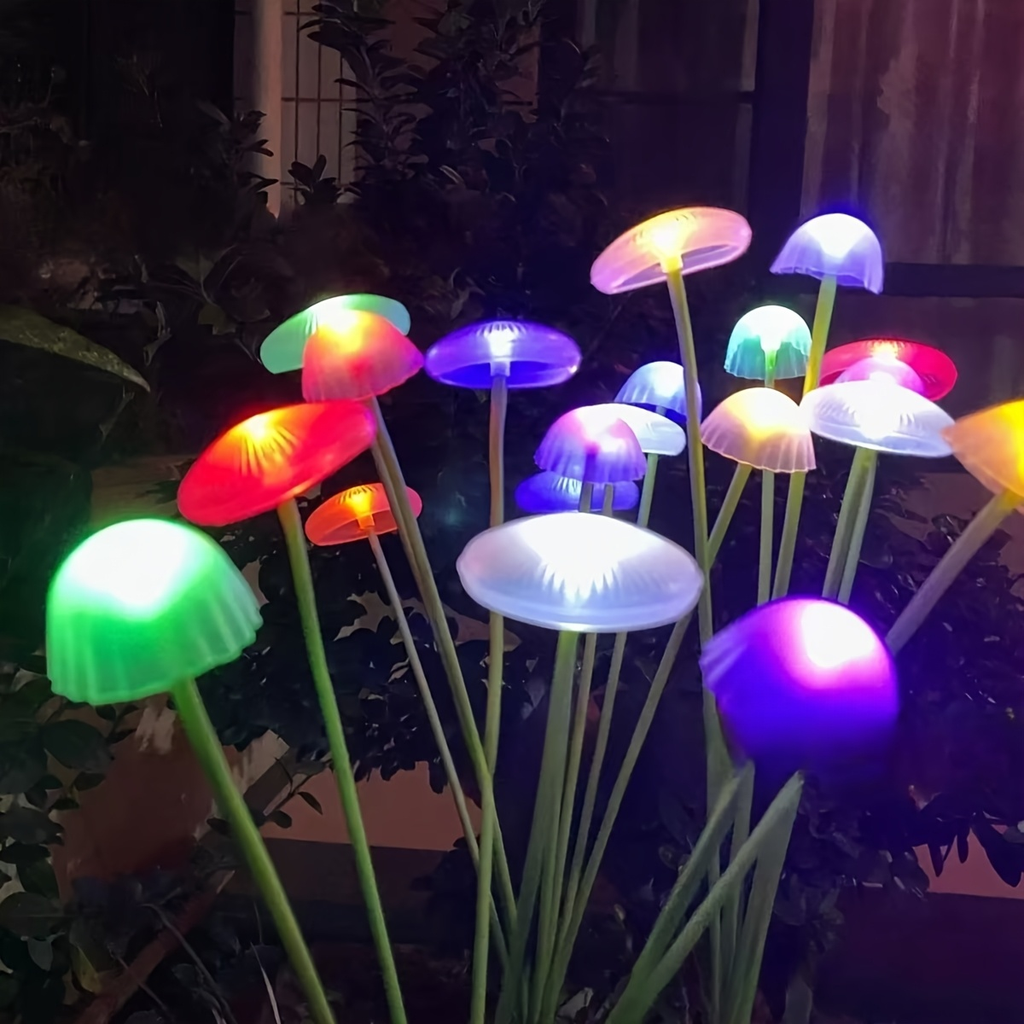 Solar Garden Lights IP65 Mushroom Path Stakes with Warm White 32-LED 4-Pack or 64-LED 8-Pack — image 6