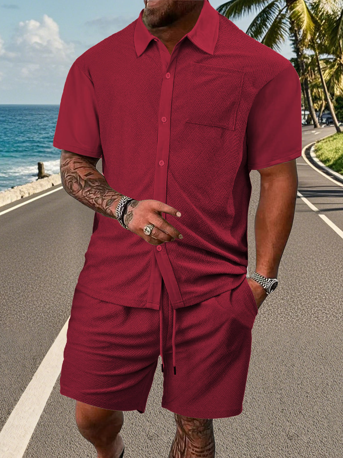 Men's Loose Short Sleeve Lapel Sport Casual