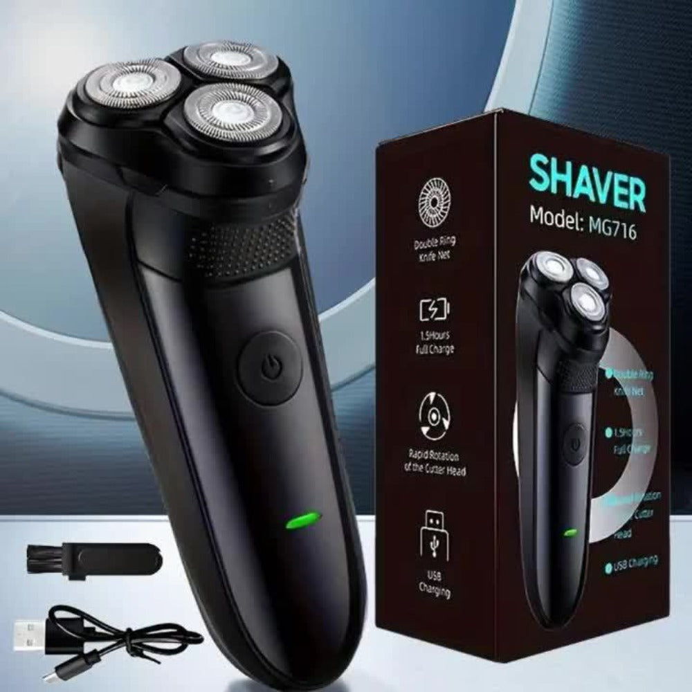 Electric Shaver Cordless Rotary Grooming Kit with USB Charging Cable in Blue or Black for Daily Use — image 10