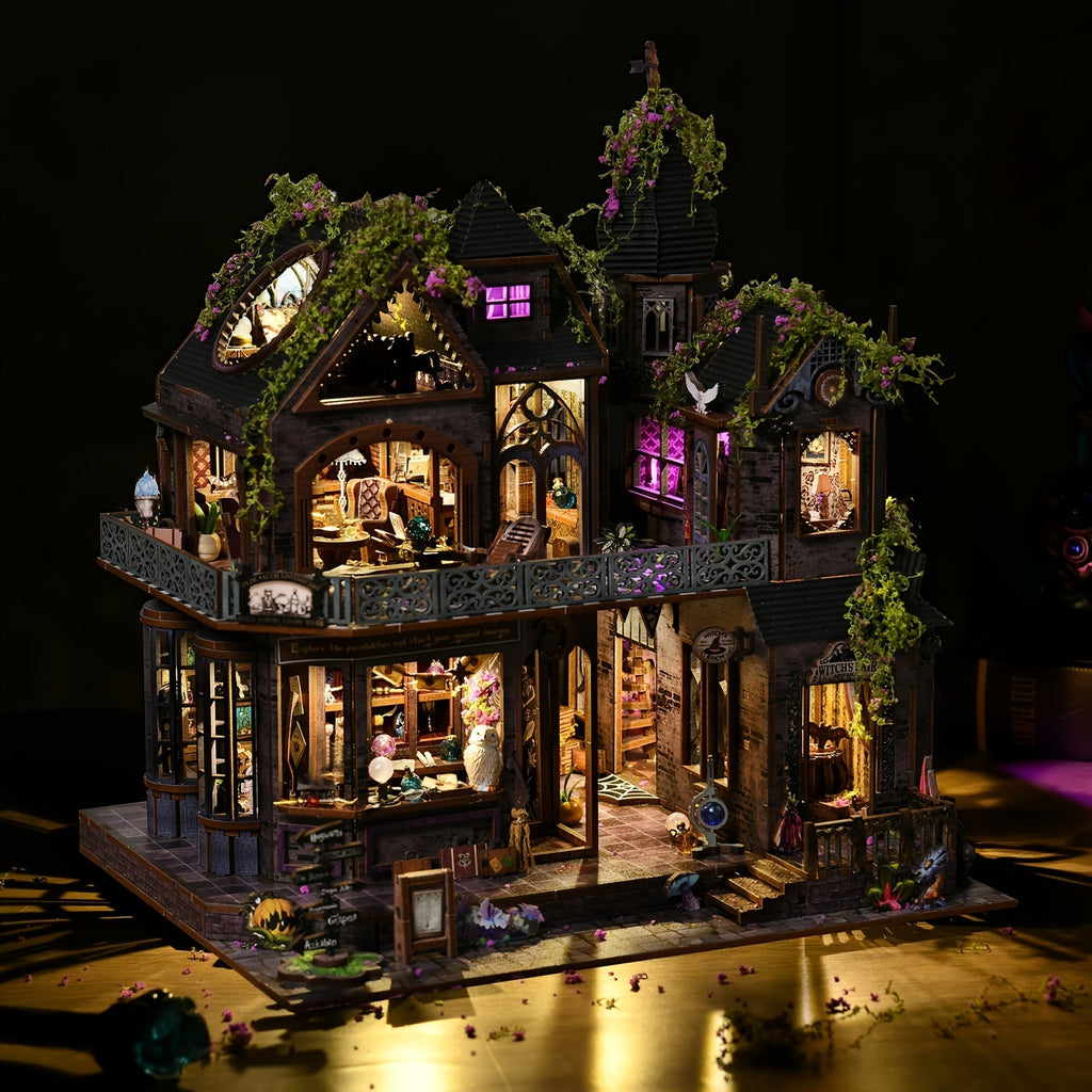 3D Wooden Puzzle Magic Castle Model Kit – DIY Assembly with Owl, Magic Hat & Flowers, Bookshelf Desk Decoration — image 6