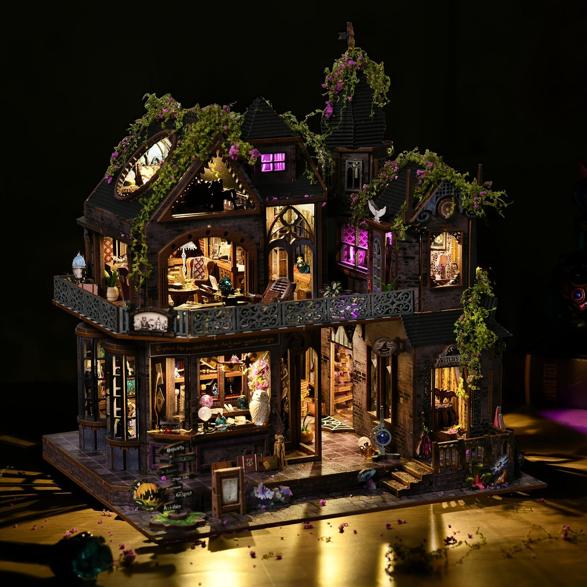 3D Wooden Puzzle Magic Castle Model Kit – DIY Assembly with Owl, Magic Hat & Flowers, Bookshelf Desk Decoration — image 6