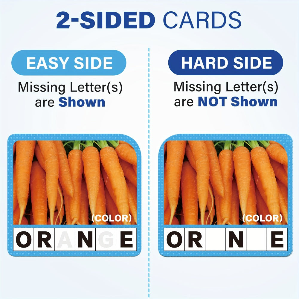 Spelling Flash Card Game for Kids Ages 4-8 – 224 Phonics Sight Word Flashcards, 208 Wood Letter Tiles & Dice — image 8