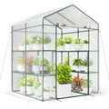 55 x 57 x 77-Inch Walk-In Greenhouse with Transparent Cover, Roll-Up Door and Eight Side Shelves — image 1