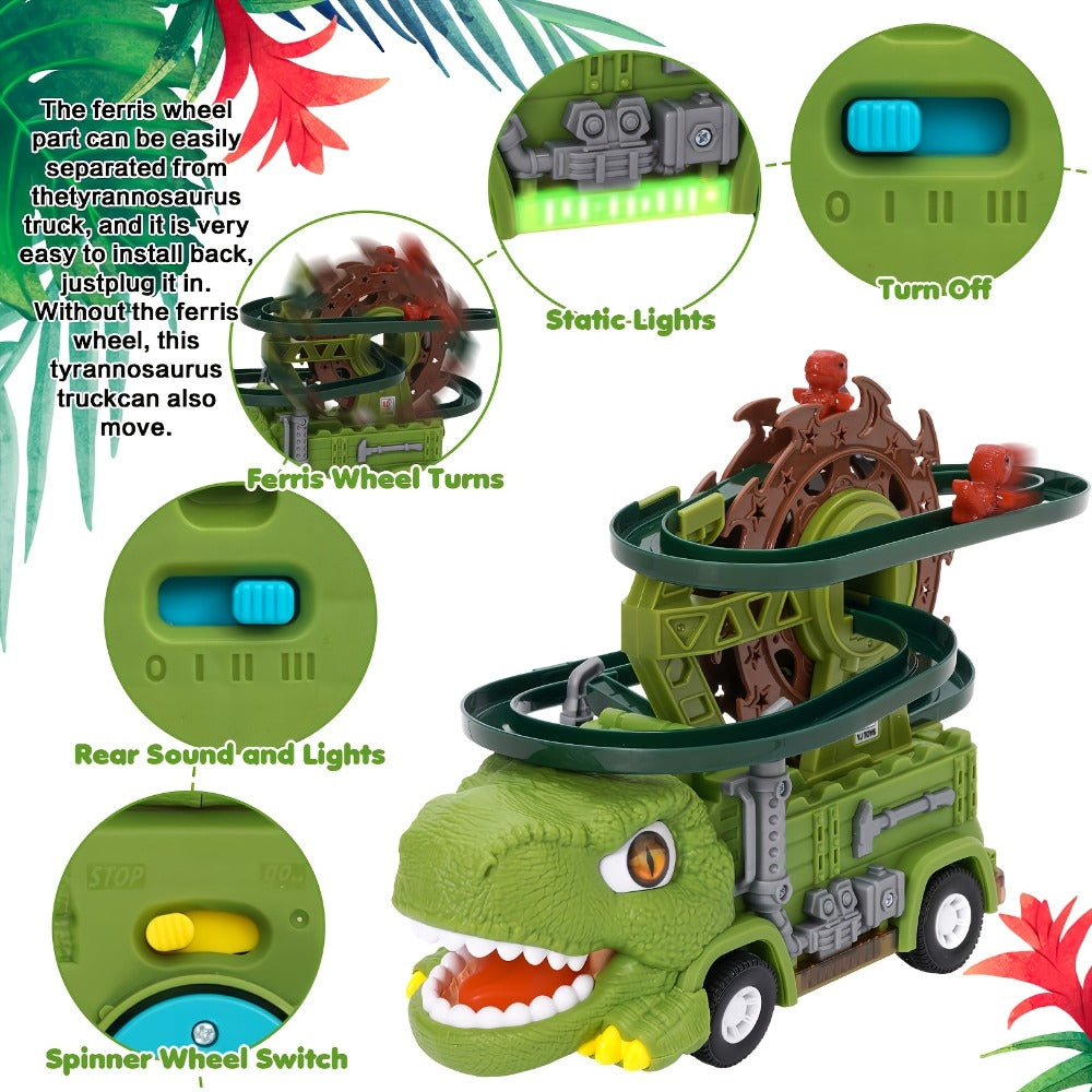 Toddler Dinosaur Track Set Orbital Triceratops Electric Stair Slide Roller Coaster Toy with Music and Lights — image 16