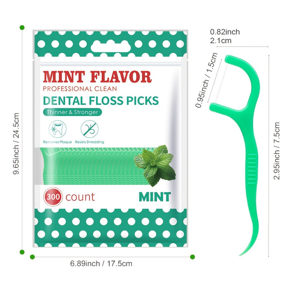 Mint Floss Picks 600 Count – Ultra-Fine Disposable Dental Floss Sticks, Interdental Cleaning, Plaque Removal, Fresh Breath — 