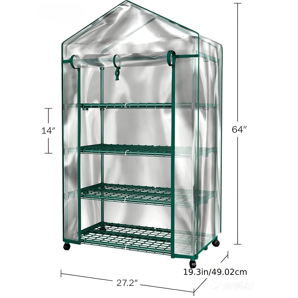 Walk-In Greenhouse Outdoor with Screen Windows, PE Cover, Portable Plant Shelter with Shelving Clips — image 5