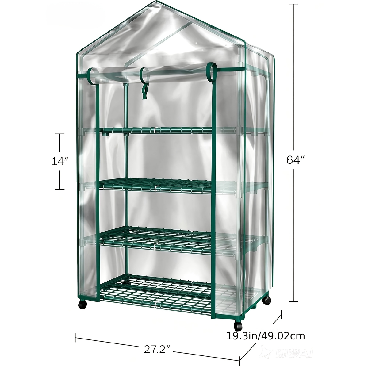 Walk-In Greenhouse Outdoor with Screen Windows, PE Cover, Portable Plant Shelter with Shelving Clips — image 5
