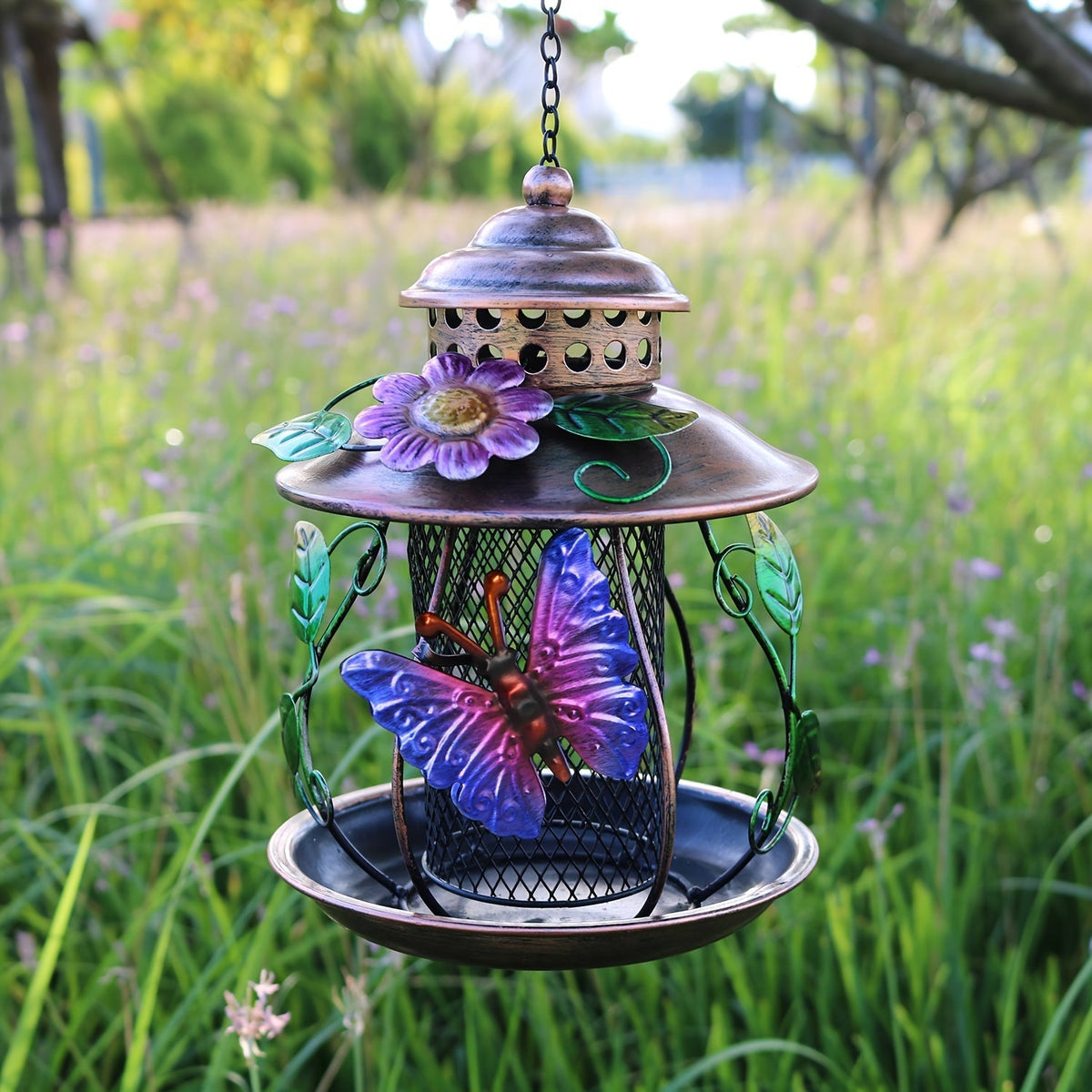 Wild Bird Feeder, Iron Mesh Hanging Dragonfly Butterfly Garden Patio for Garden, Yard and Pest Management — image 5