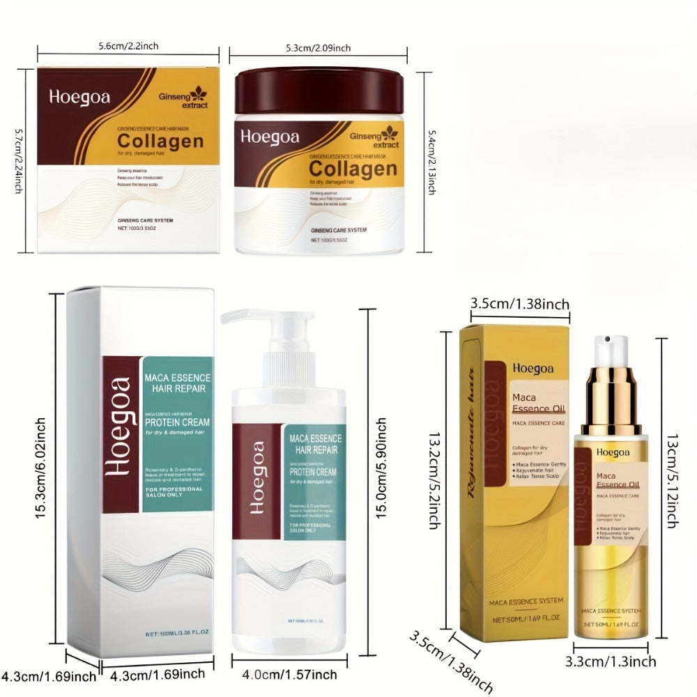 Three-Piece HOGOGO Collagen Hair Care Set with Jar and Pump Containers in a Gold Gift Box Presentation — image 5