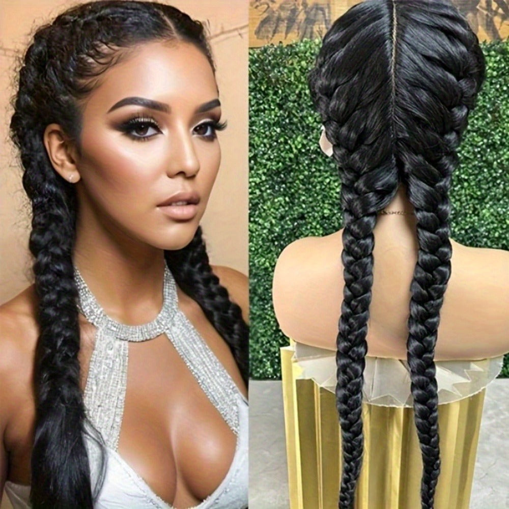 Lace Front Wig Braided Synthetic Style, 26-Inch 13x4 Front with Five Color Options and 250% Density — image 8