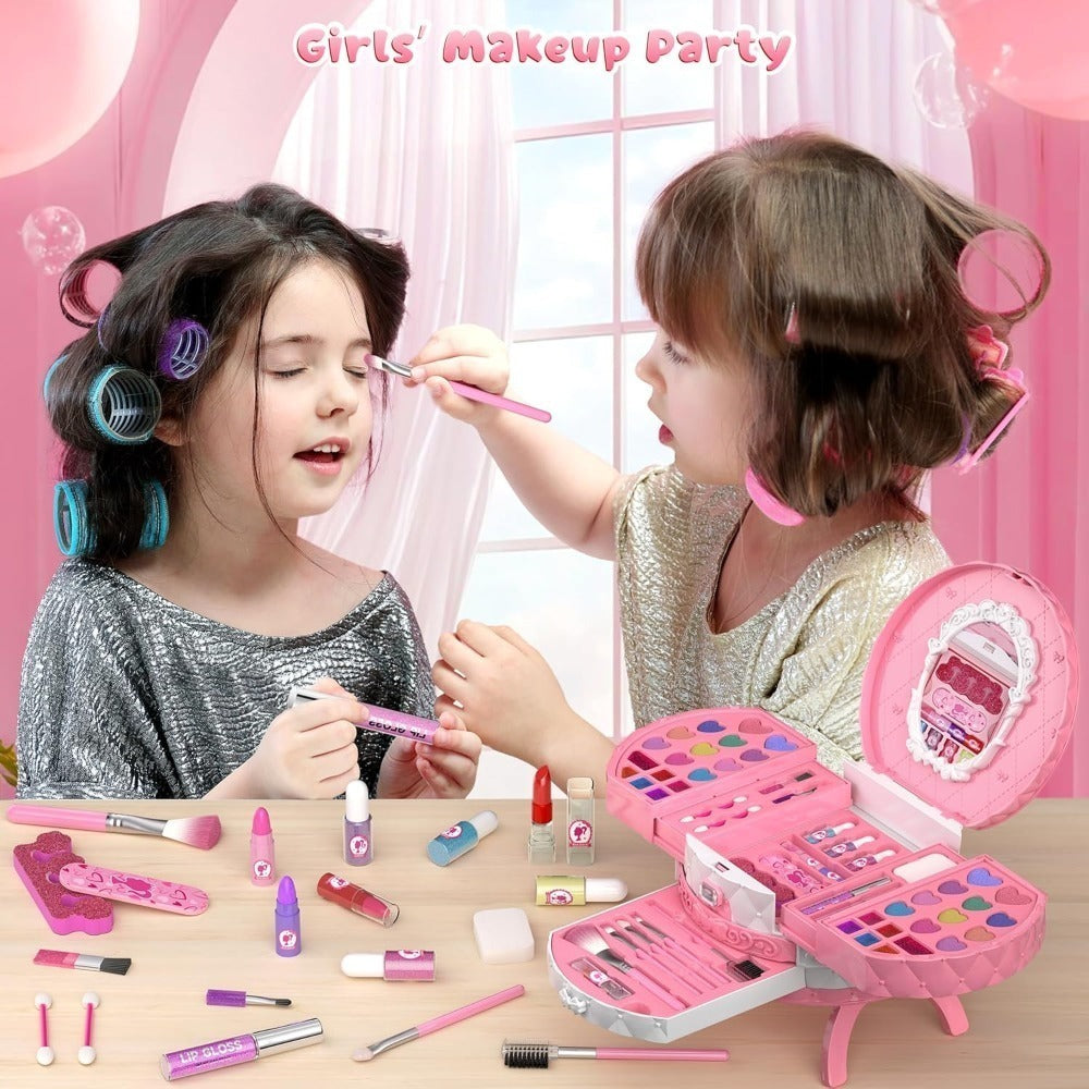 Kids Makeup Kit for Girls, Safe Princess Dress Up Play Set with Real Cosmetics, Purple, Birthday Christmas Gift for Girls Age